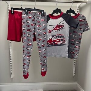 Kirkland Signature Red & Gray Emergency Vehicle Kids Pajama 4-Piece Set